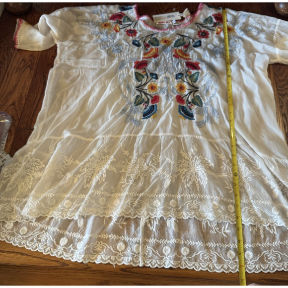 New Johnny Was Cherie Tunic Womens XXL 2X Sheer Floral Bohemian Boho Hippie Chic - Picture 14 of 16